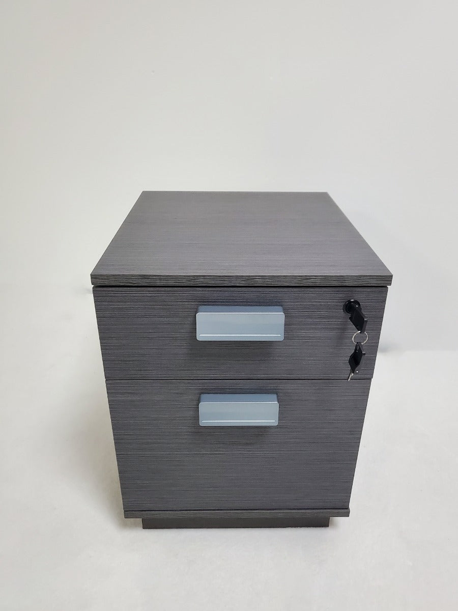 Grey Oak Pedestal with One Door and One Drawer - WKO-S0504
